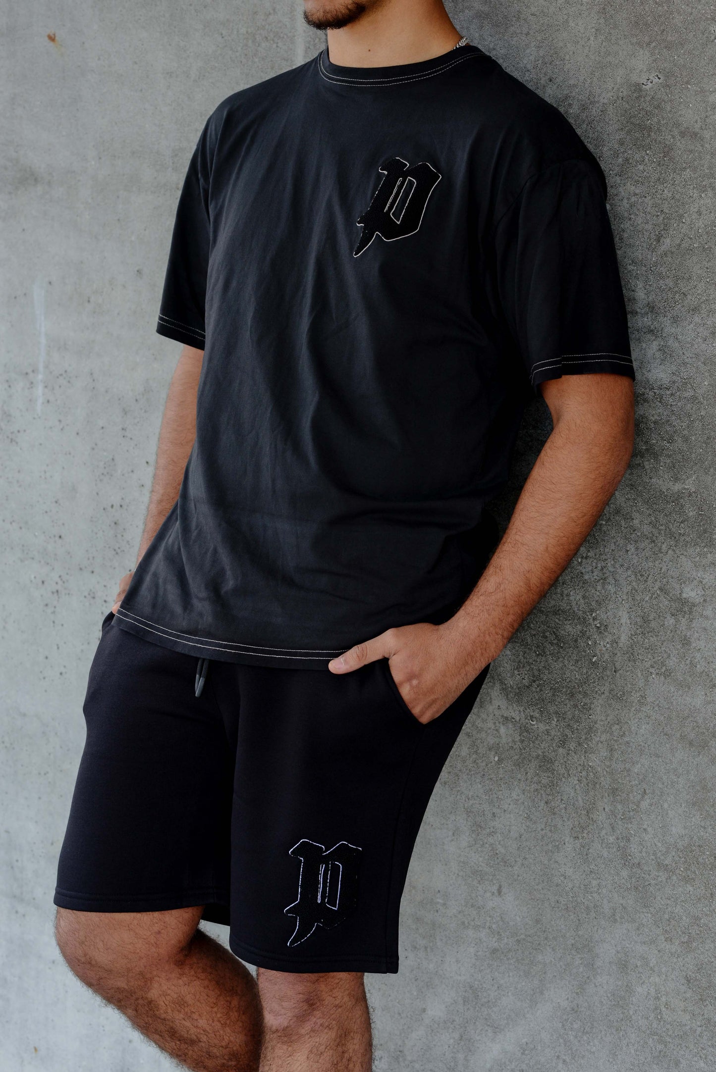 Chenille Patch T-Shirts - Dark Grey