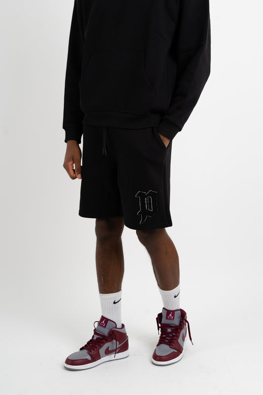 Chenille Patch Shorts - Black