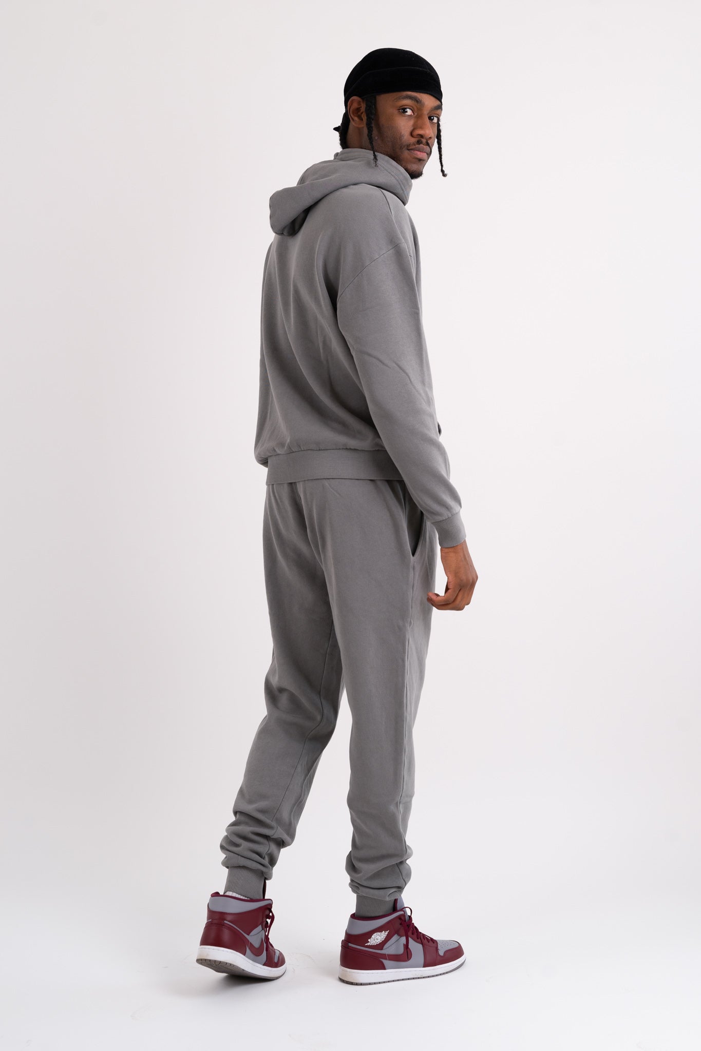 Chenille Patch Oversized Bottoms - Washed Grey