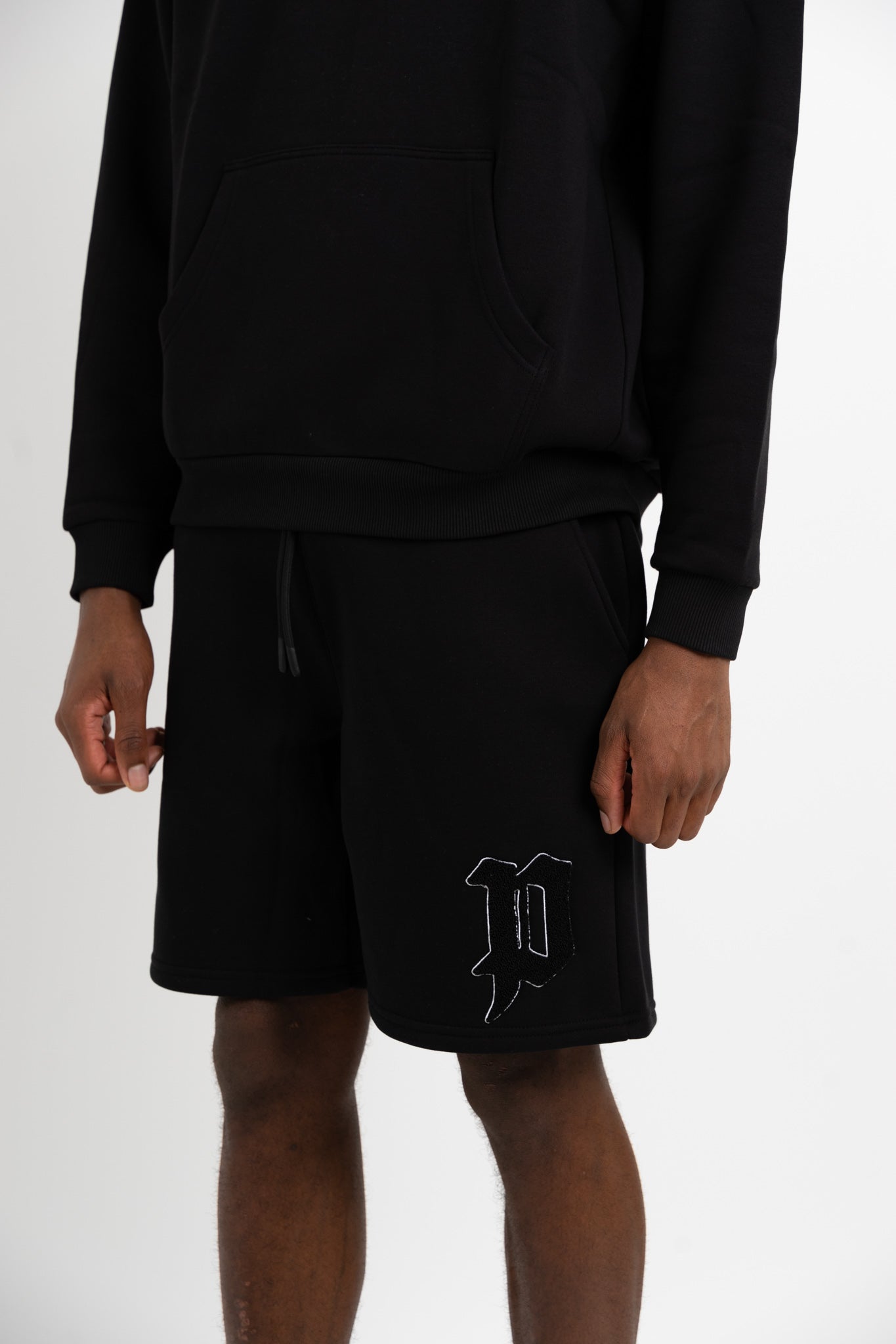 Chenille Patch Shorts - Black