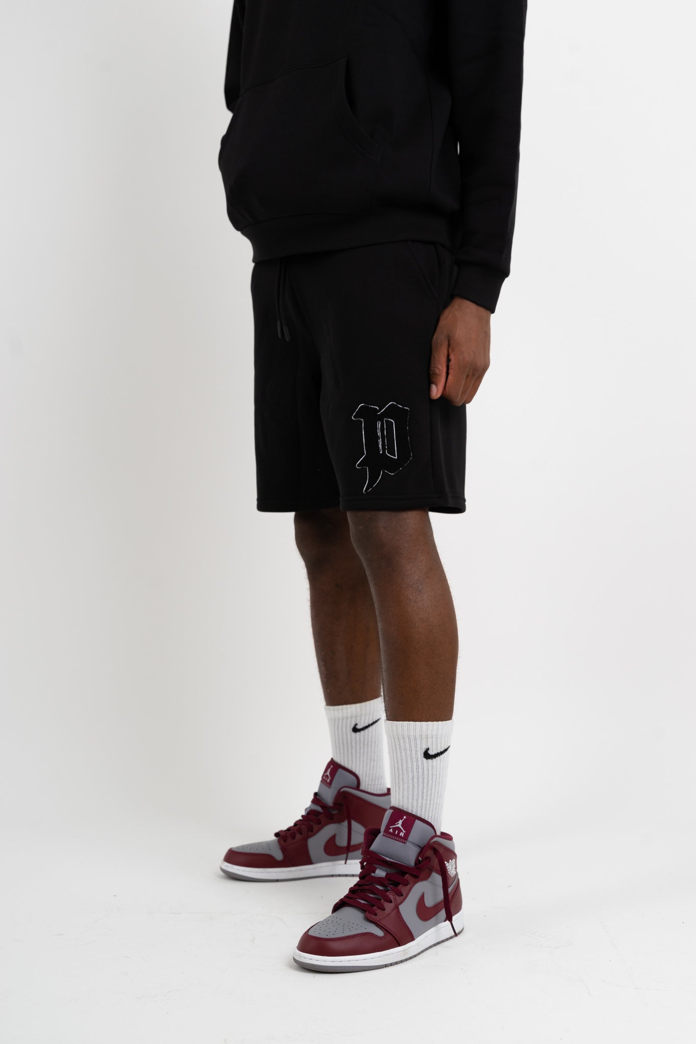 Chenille Patch Shorts - Black