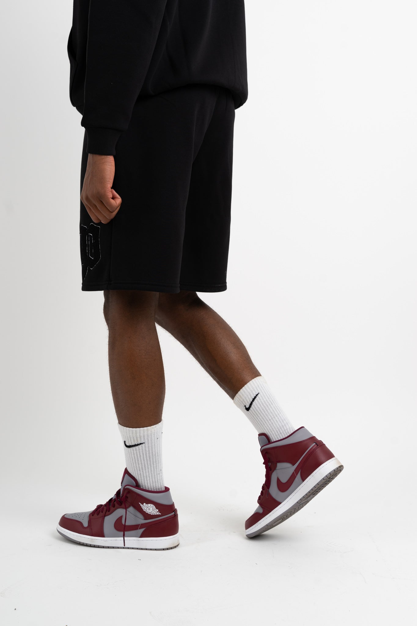 Chenille Patch Shorts - Black