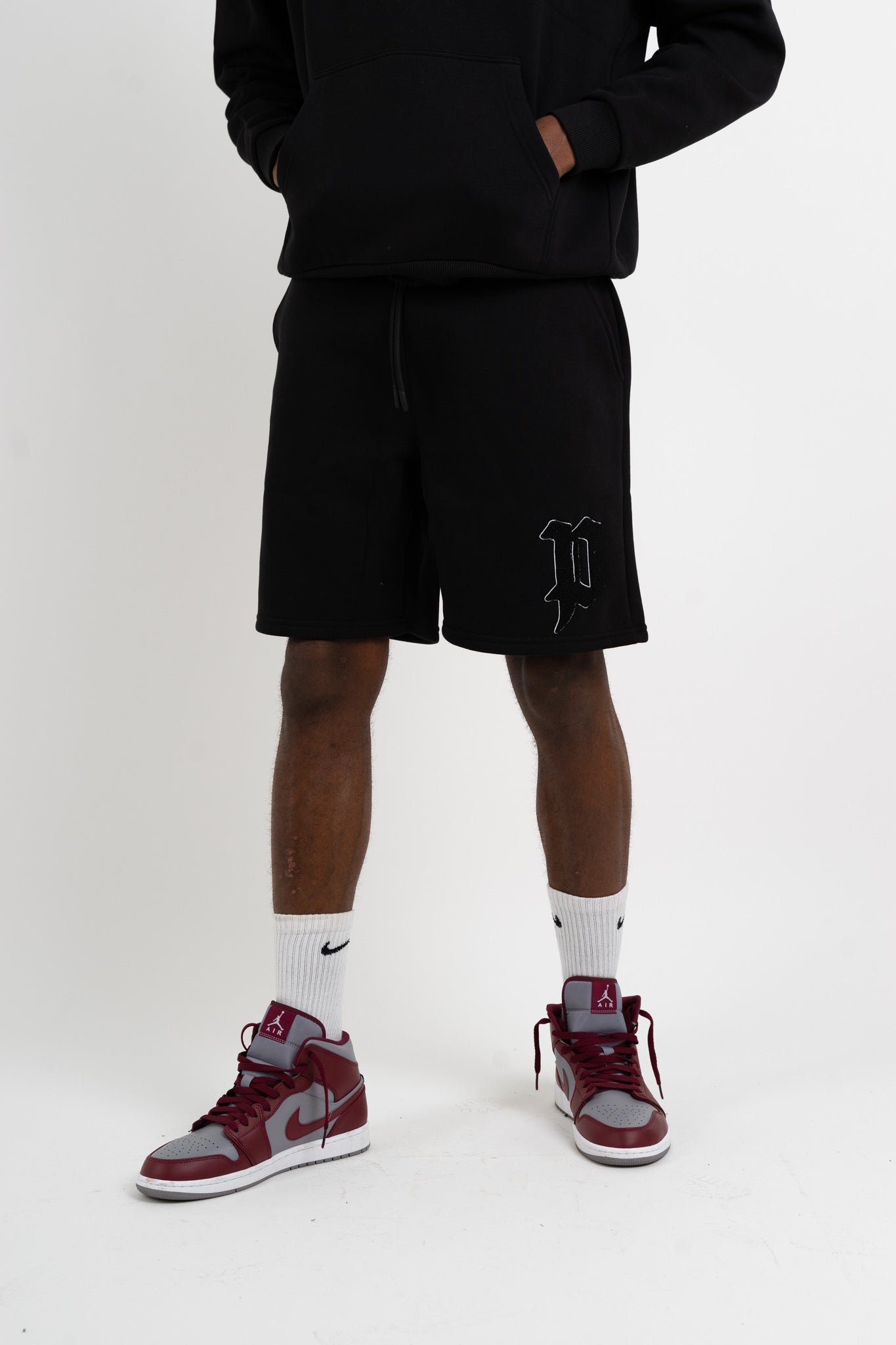 Chenille Patch Shorts - Black