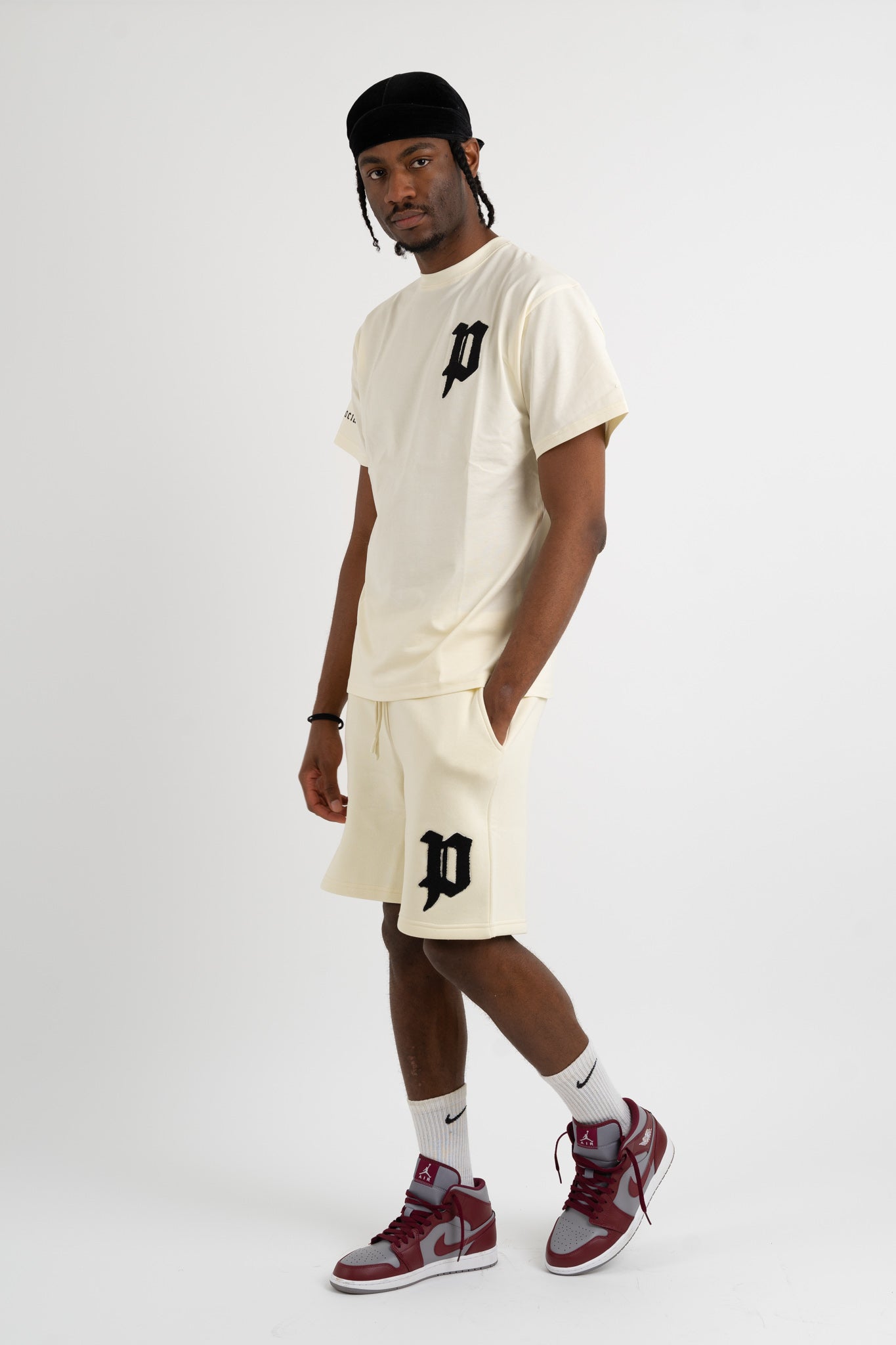 Chenille Patch T-Shirts - Cream