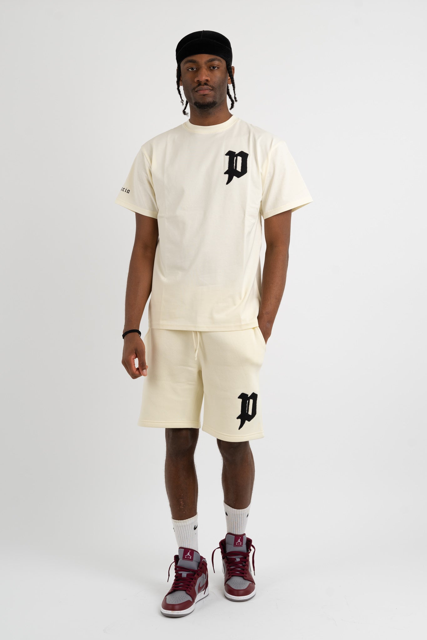 Chenille Patch T-Shirts - Cream