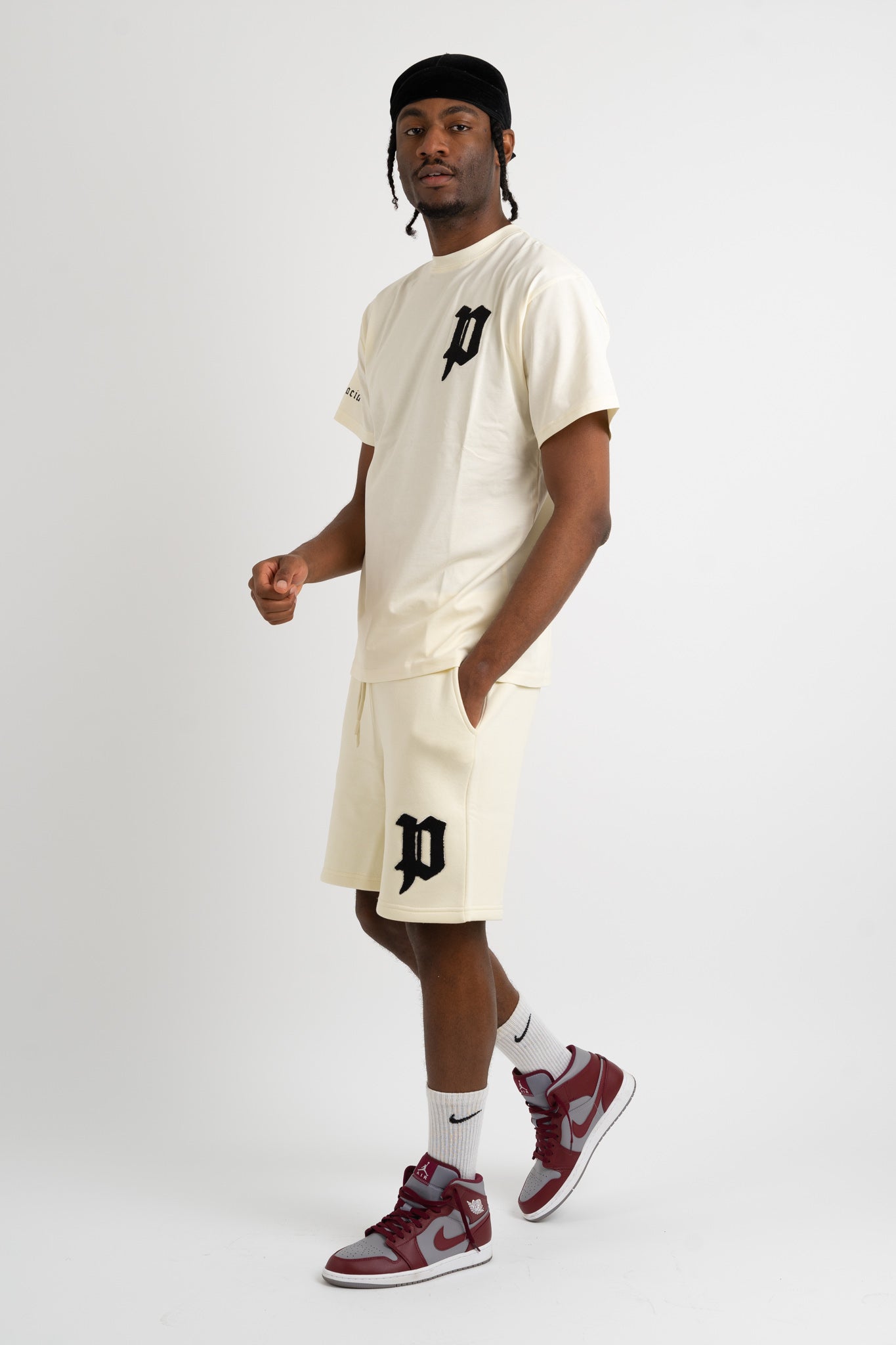 Chenille Patch Shorts - Cream