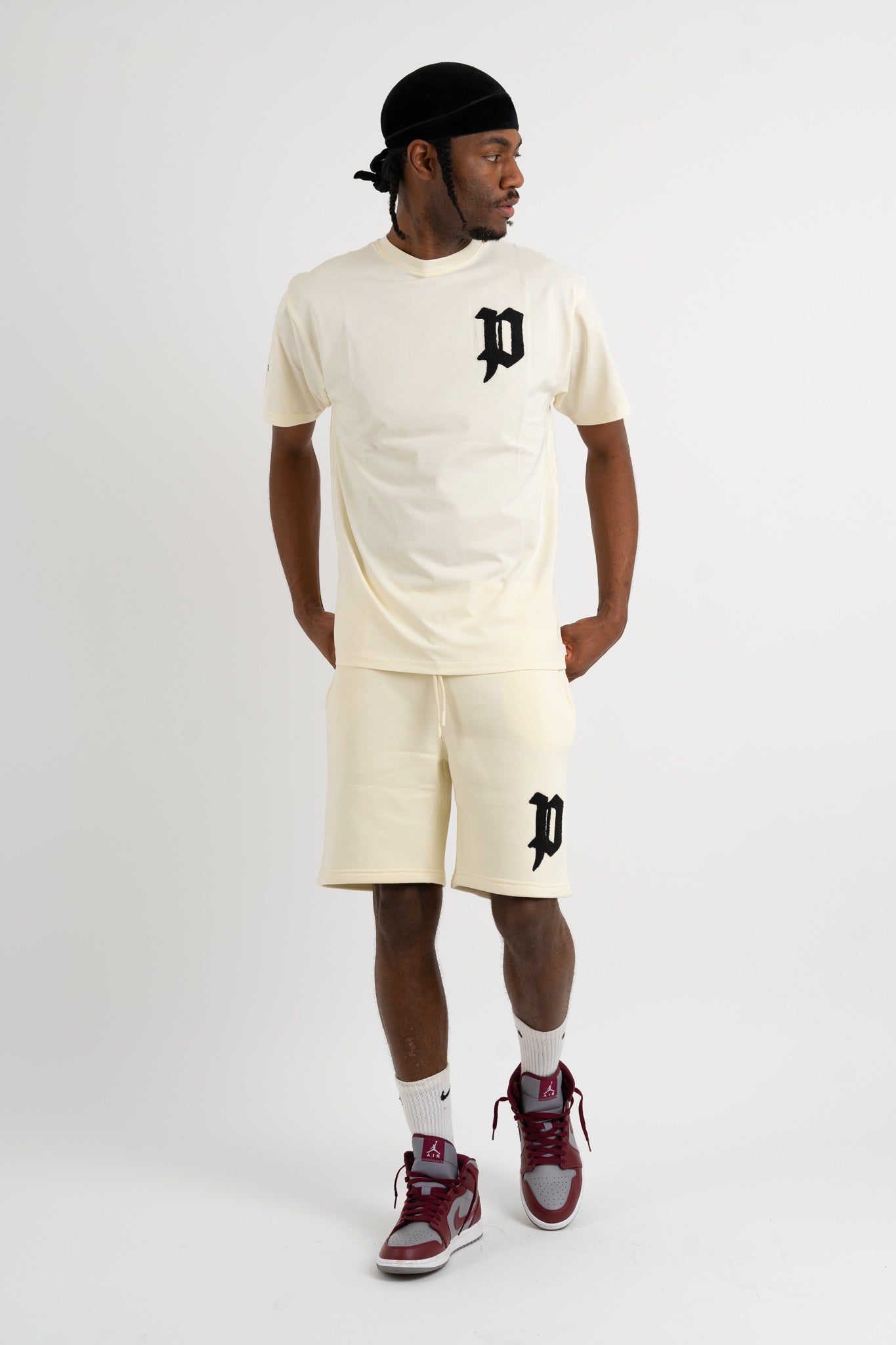 Chenille Patch Shorts - Cream