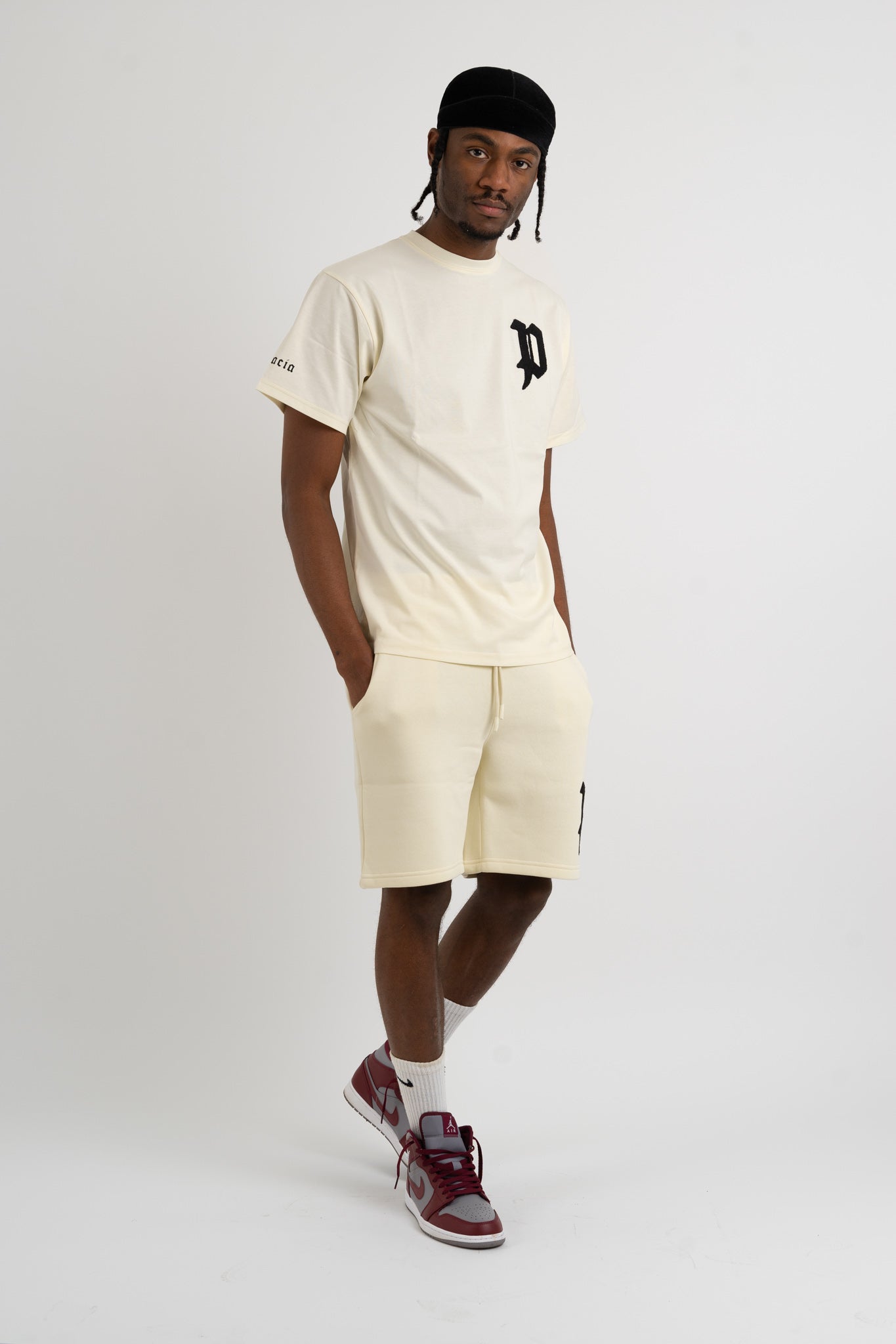 Chenille Patch T-Shirts - Cream