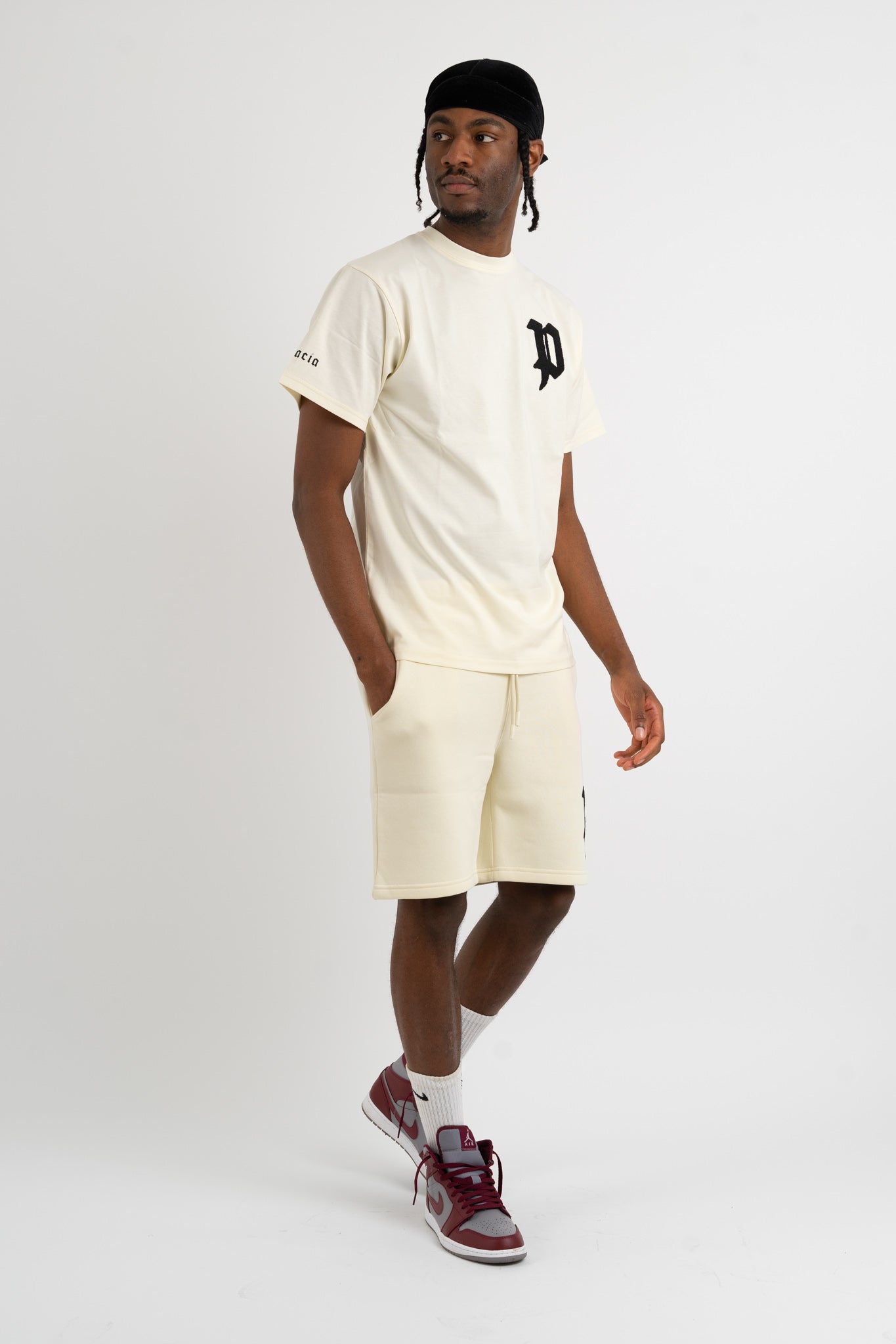 Chenille Patch T-Shirts - Cream