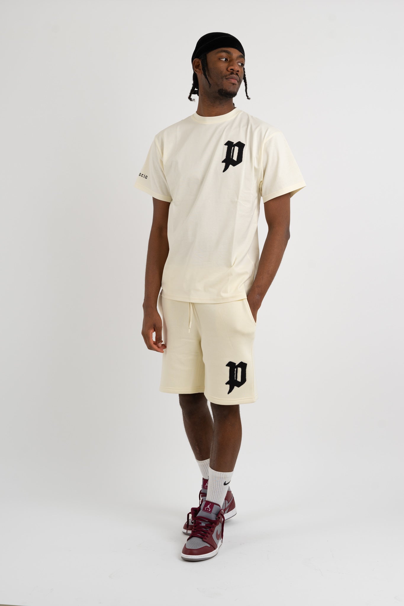 Chenille Patch T-Shirts - Cream