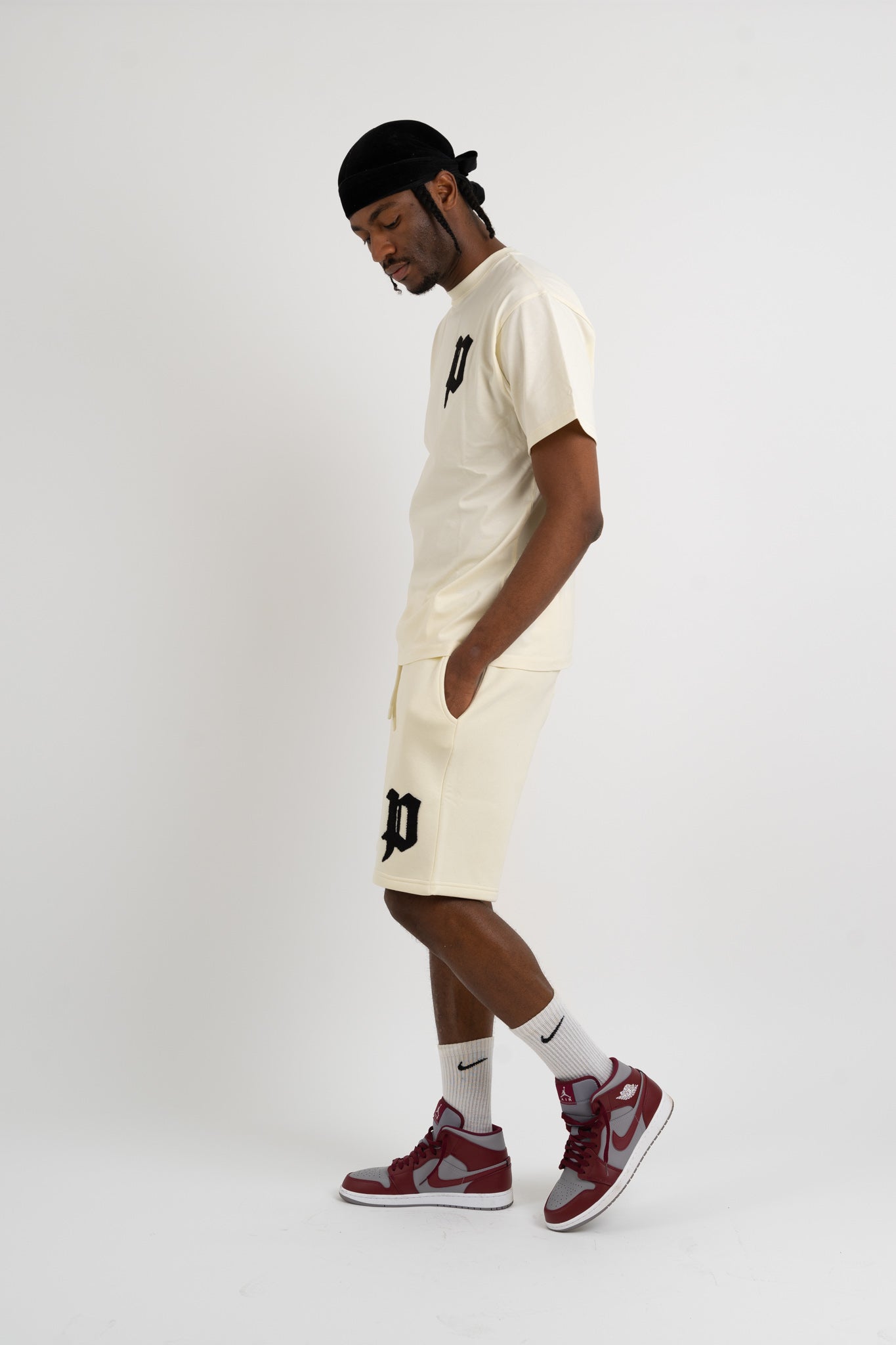 Chenille Patch T-Shirts - Cream