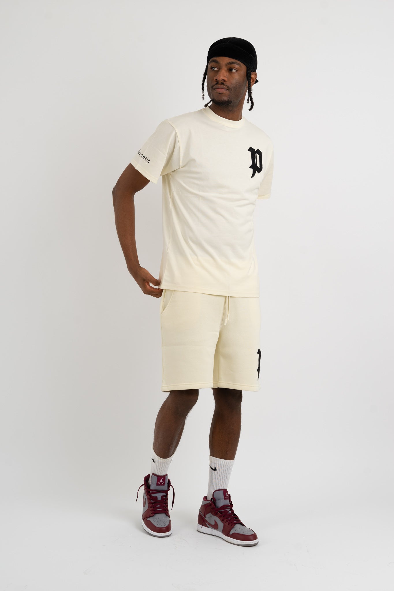 Chenille Patch T-Shirts - Cream