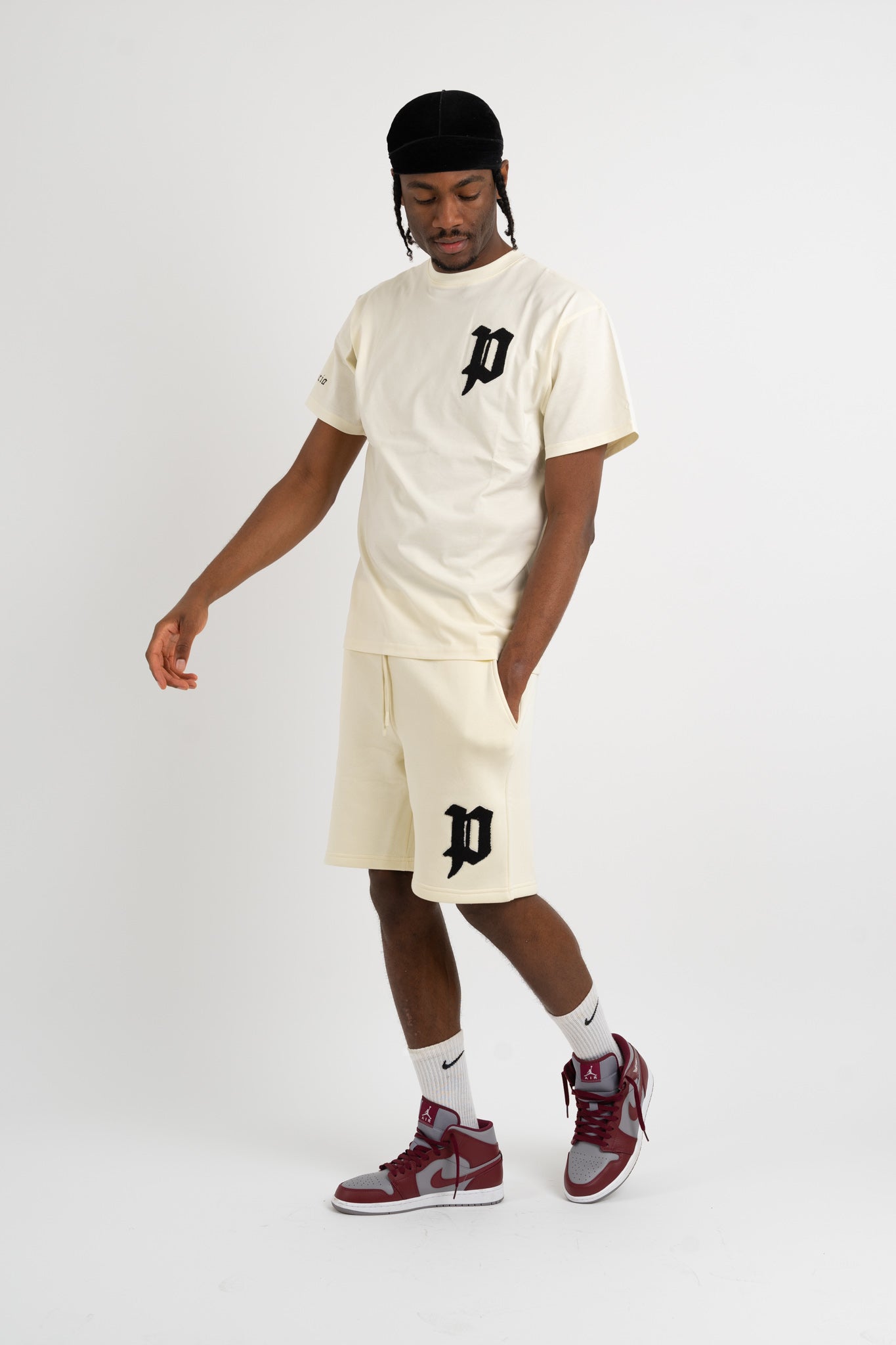 Chenille Patch T-Shirts - Cream