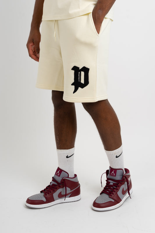 Chenille Patch Shorts - Cream