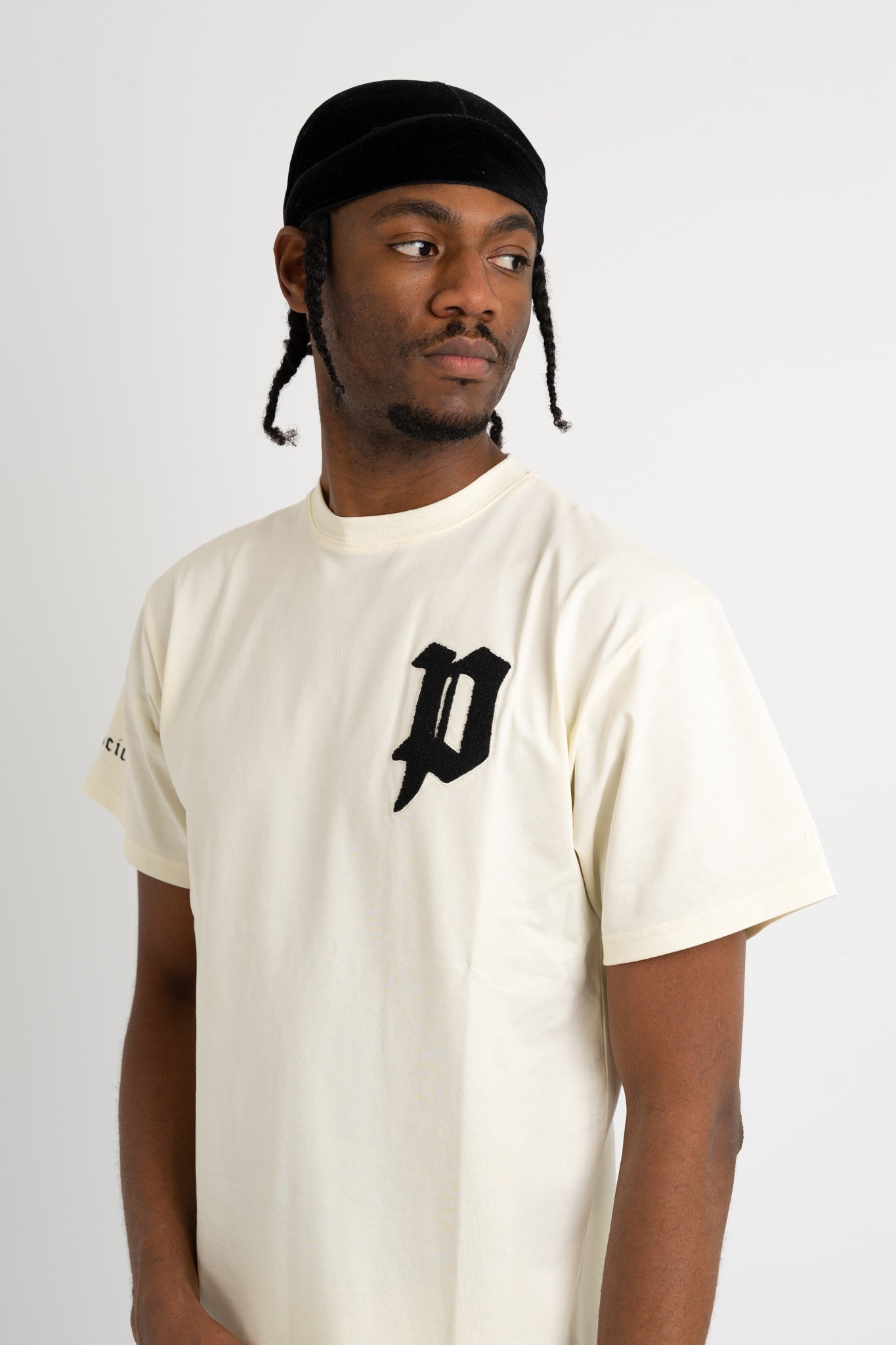 Chenille Patch T-Shirts - Cream